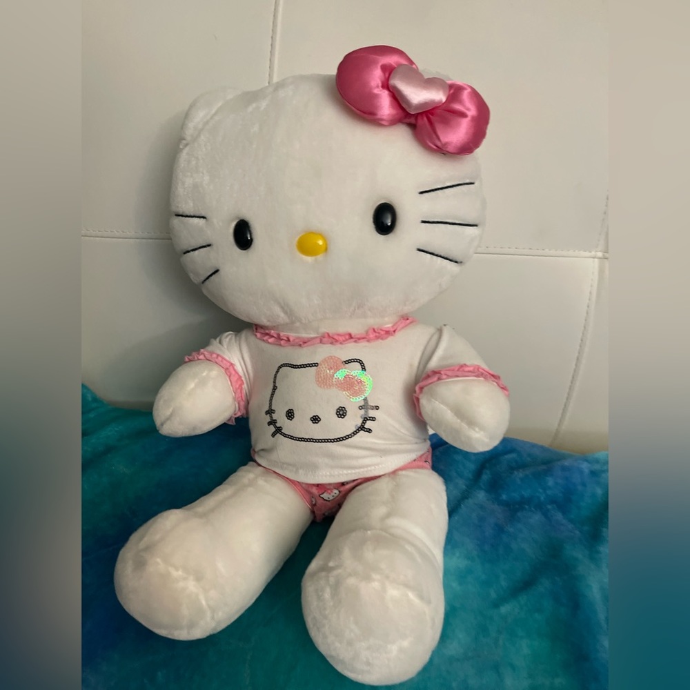 20” Hello Kitty Build a Bear Pink Ribbon Sequins